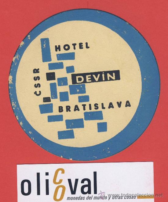Etiquetas antiguas: Etiqueta Hotel   -  ESLOVENIA-HOTEL  DEVIN-  ANTES -CSSR-CHESCOLOVAQUIA-BRATISLAVA -90mm