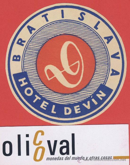 Etiquetas antiguas: ETIQUETA Hotel - ESLOVENIA-HOTEL DEVIN- ANTES -CSSR-CHESCOLOVAQUIA-BRATISLAVA -76 mm