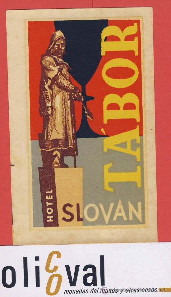Etiquetas antiguas: ETIQUETA HOTEL  -  ESLOVENIA-HOTEL SLOVAN-  ANTES -CSSR-CHESCOLOVAQUIA-TABOR -NOVA 65X102mm