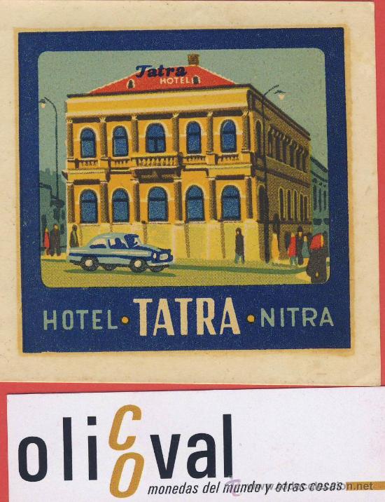 Etiquetas antiguas: ETIQUETA HOTEL  -  ESLOVENIA-HOTEL TATRA -  ANTES -CSSR-CHESCOLOVAQUIA-TABOR -NITRA 84 X 86mm