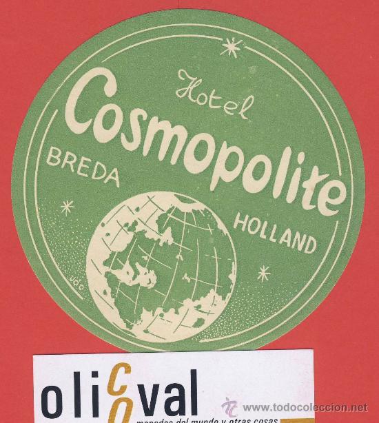 Etiquetas antiguas: ETIQUETA HOTEL  -HOLANDA-HOTEL COSMOPOLITE -BREDA - - HUECO- --115 mm