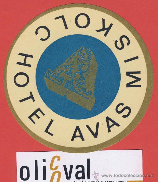 Etiquetas antiguas: Etiqueta Hotel - HUNGRIA - HOTEL AVAS-MISKOLC.-ILUSTRACION   -HUECO- 98  mm