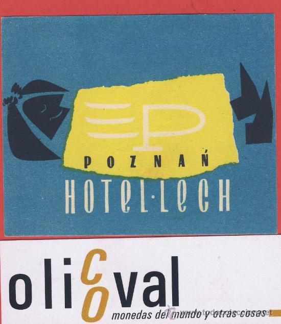 Etiquetas antiguas: ETIQUETA  HOTEL -POLONIA -HOTEL LECH- - ILUSTRACION  -HUECO - 174 X 60 mm