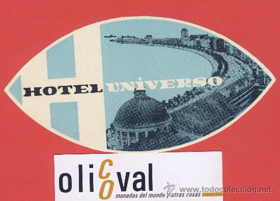 Etiquetas antiguas: ETIQUETA HOTEL- PORTUGAL - HOTEL  UNIVERSO -LISBOA- ILUSTRACION  FOTOGRAFICA  -HUECO -OVAL-135 mm
