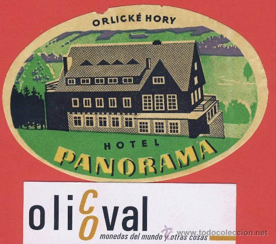 Etiquetas antiguas: etiqueta hotel-chescolovaquia-republica checa-hotel panorama -orlicke hory-oval -105 mm-
