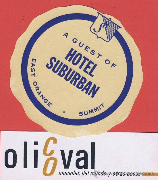 Etiquetas antiguas: etiqueta hotel-usa.-hotel   suburban  65 mm-