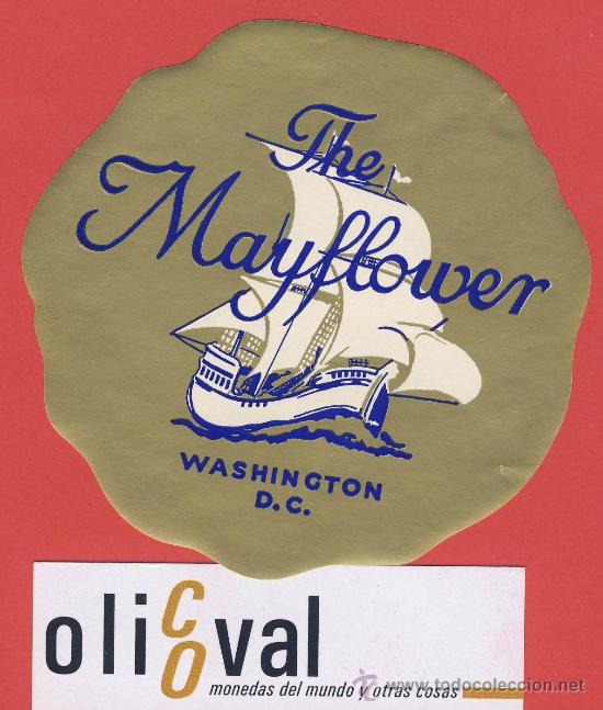 Etiquetas antiguas: etiqueta hotel-usa.-hotel  the mayflower- ilustracion-washington,d.c. , -85 - mm-