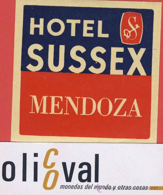 Etiquetas antiguas: ETIQUETA HOTEL -argentina - hotel sussex-  mendoza-ilustracion -70 x 70