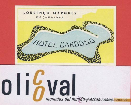 Etiquetas antiguas: ETIQUETA HOTEL -africa-mo&ccedil;ambiqie -hotel -loren&ccedil;o marques- hay varios modelo-ilustracion 60x40 mm