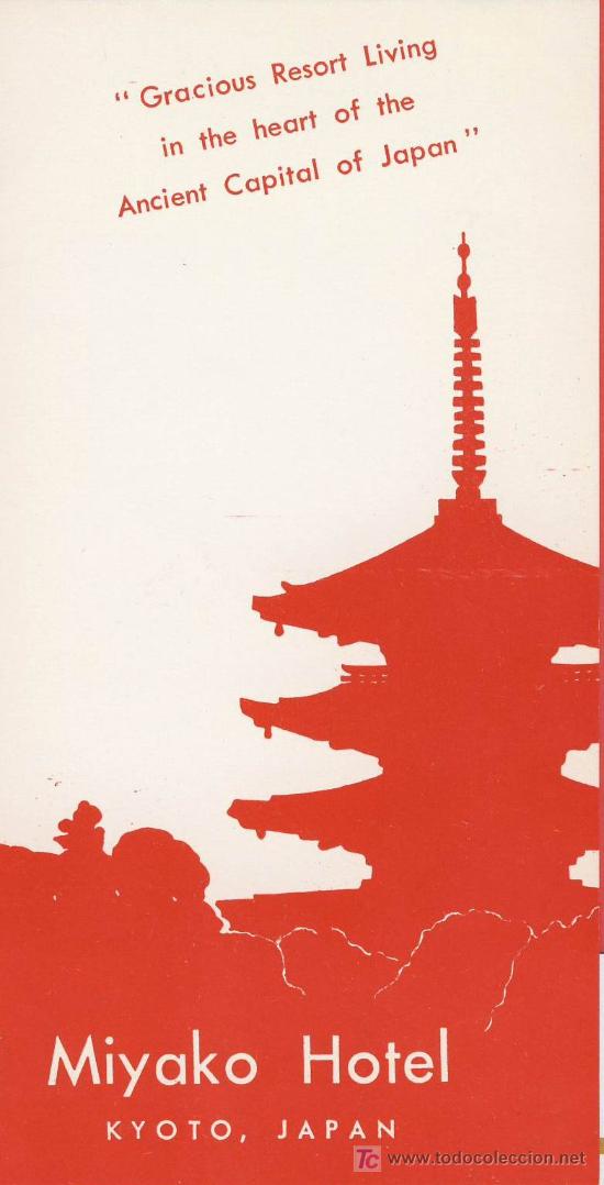 Etiquetas antiguas: Etiqueta hotel-japon- miyako hotel -kyoto-ilustracion-66 x 132 mm