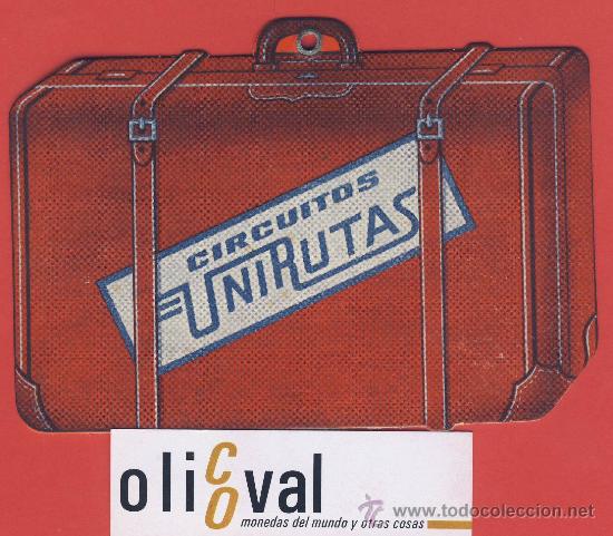 Etiquetas antiguas: Etiqueta hotel- circuitos unirutas -tarjeta identificacion maleta- ilustracion  carton -95 x 135