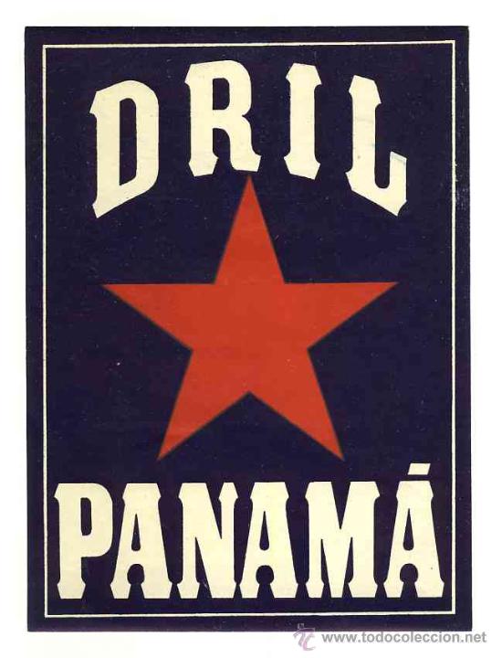 Etiquetas antiguas: Etiqueta, posiblemente de tejidos, DRIL PANAMA. Estrella