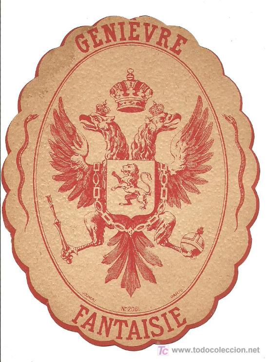 Etiquetas antiguas: Etiqueta de Ginebra Fantaisie,muy antigua pp siglo XX o anterior,,buen tama&ntilde;o