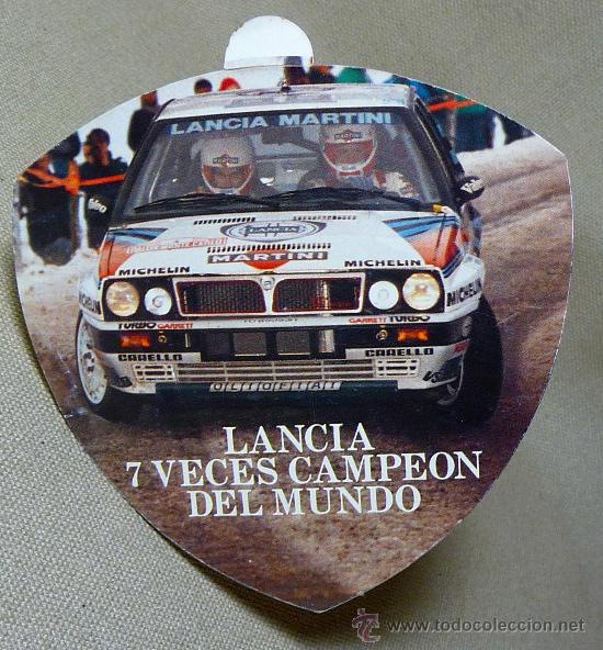Etiquetas antiguas: ETIQUETA, LANCIA MARTINI, 7 VECES CAMPEON DEL MUNDO, MEDIDAS: 9.5X10.5 CM.