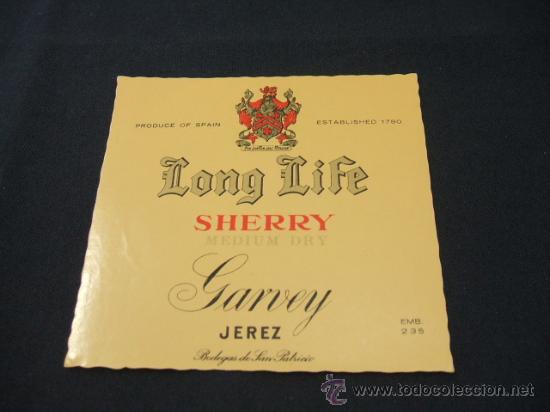 Alte Etiketten: ETIQUETA - LONG LIFE - SHERRY MEDIUM DRY - GARVEY - JEREZ -