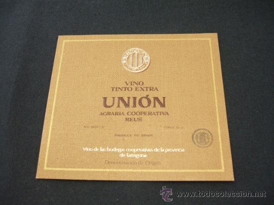 Alte Etiketten: ETIQUETA - VINO TINTO EXTRA - UNION AGRARIA COOPERATIVA - REUS -