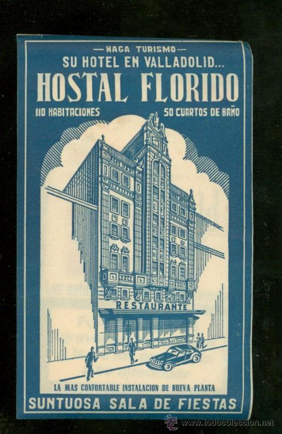 Etiquetas antiguas: ETIQUETA DE HOSTAL FLORIDO. - Foto 1