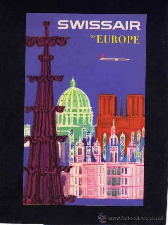 Etiquetas antiguas: ETIQUETA  HOTEL - AIR LINES - SWISSAIR - TO EUROPE.