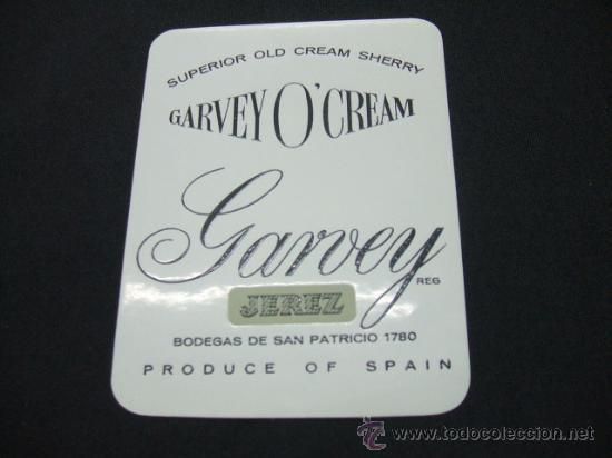 Etichette antiche: ETIQUETA - GARVEY O'CREAM - GARVEY - JEREZ - BODEGAS SAN PATRICIO -