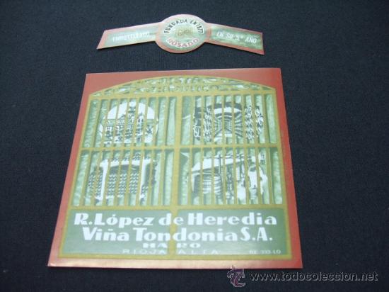 Alte Etiketten: ETIQUETA - R. LOPEZ DE HEREDIA - VI&Ntilde;A TONDONIA S.A. - ROSADO - HARO - RIOJA ALTA -