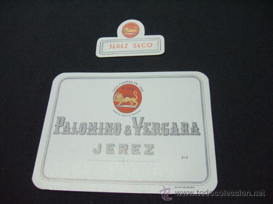 Etichette antiche: ETIQUETA - JEREZ SECO - PALOMINO & VERGARA - JEREZ -