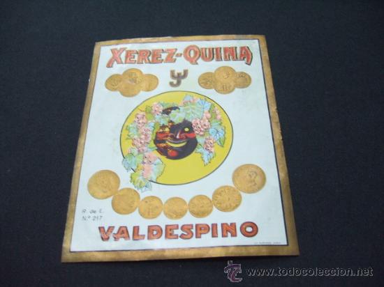 Etiquetas antiguas: ETIQUETA - XEREZ-QUINA - VALDESPINO -