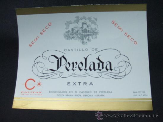 Alte Etiketten: ETIQUETA - SEMI SECO - CASTILLO DE PERELADA - EXTRA - EMB. EN EL CASTILLO DE PERELADA -