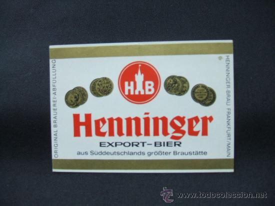 Old Labels: HENNINGER - EXPORT-BIER - FRANKFURT/MAIN -