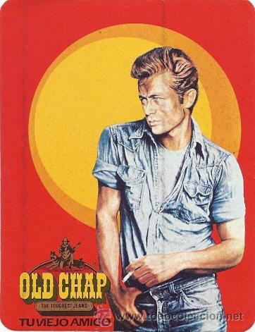 Etiquetas antiguas: PEGATINA ADHESIVO OLD CHAP JEANS - a&ntilde;os 1980s - original sin despegar - JAMES DEAN