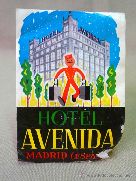 Etiquetas antiguas: PEGATINA, ETIQUETA, HOTEL AVENIDA, MADRID, ESPA&Ntilde;A