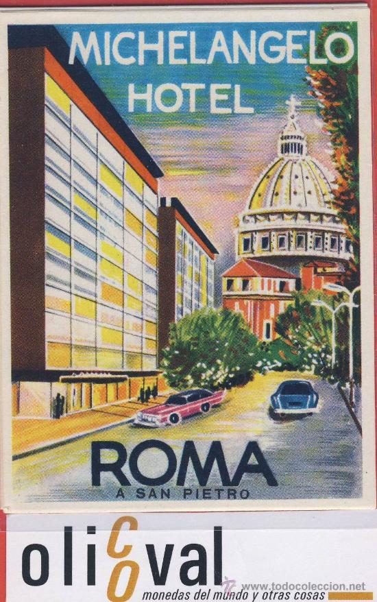 Etiquetas antiguas: ETIQUETA HOTEL - ITALIA-hotel  excelsior- buena ilustracion -hueco roma 80X105mm.-