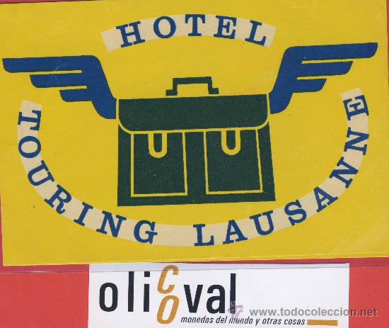 Etiquetas antiguas: ETIQUETA HOTEL - Suiza-hotel touring lausannne  - ilustracion  hueco -lausanne - 120X 80mm-