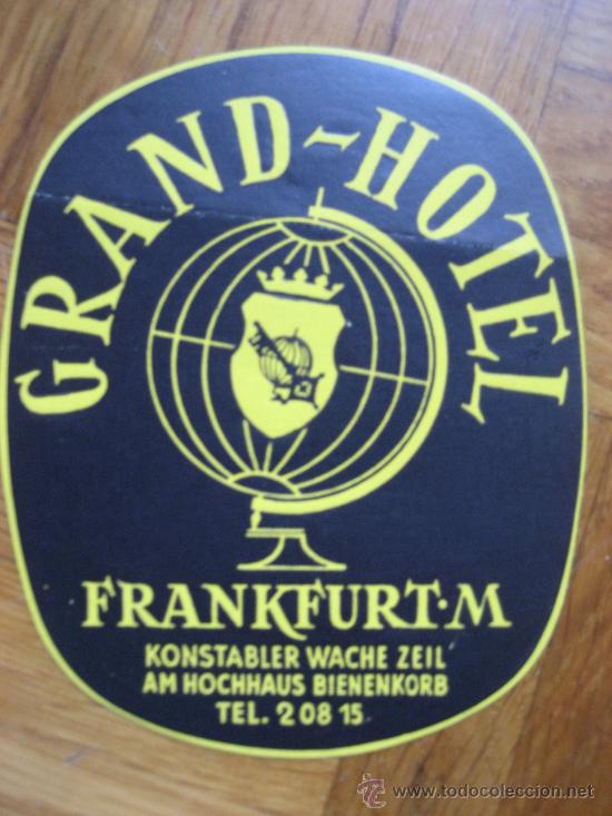 Etiquetas antiguas: Gran-Hotel. Frankfurt&middot;M. 11 x 9 cms. - Foto 1