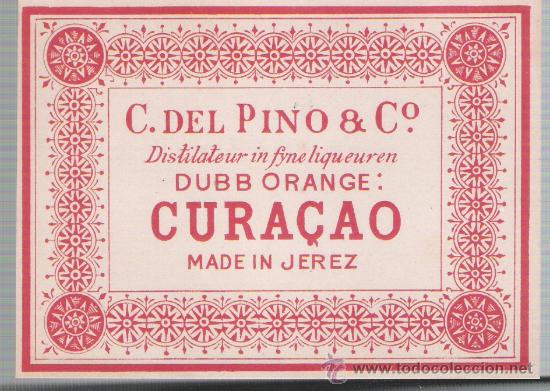 Etiquetas antiguas: Dubb Orange Cura&ccedil;ao. C. del pino & Co. - Foto 1