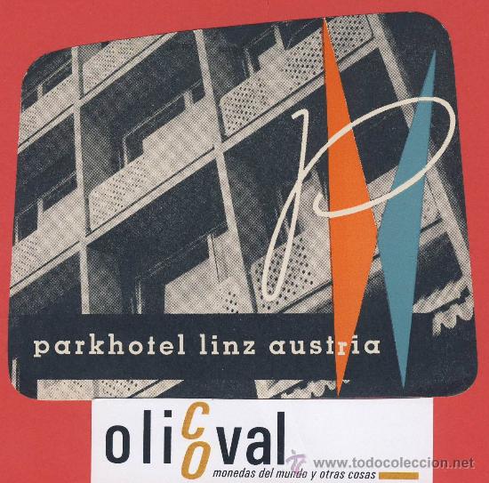 Etiquetas antiguas: ETIQUETA HOTEL -Austria-parkhotel-  buena ilustracion -  linz- 105  x  90  mm-