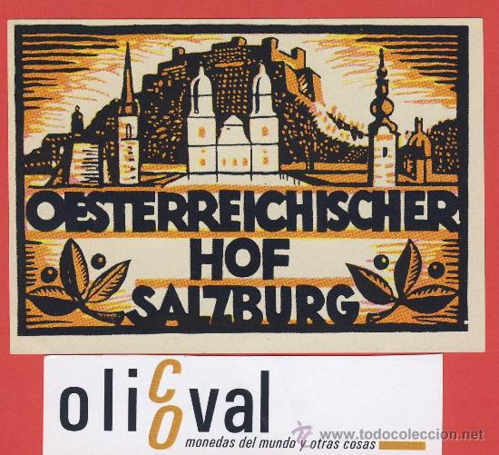 Etiquetas antiguas: ETIQUETA HOTEL -Austria-hotel oesterreichischer-buena  ilustracion -salzburg -hueco- 95 x 65. mm-