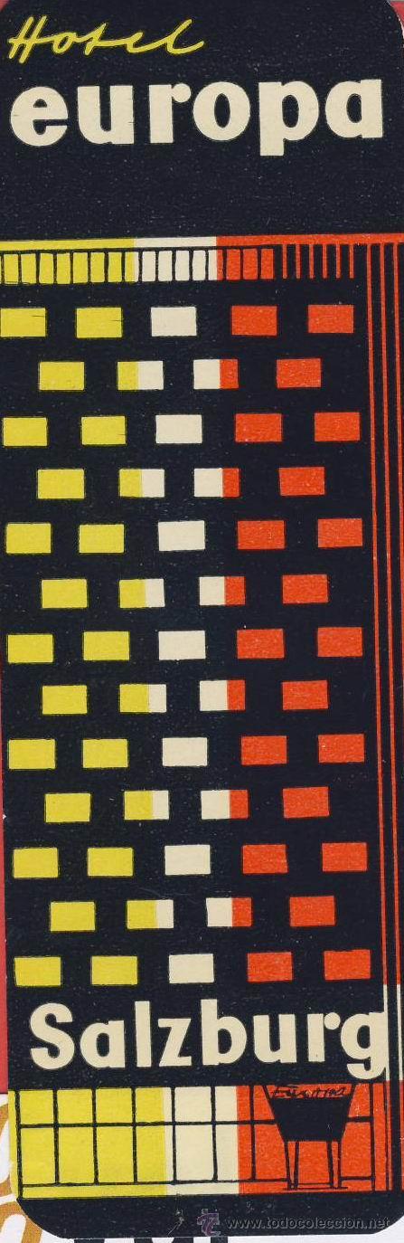 Etiquetas antiguas: ETIQUETA HOTEL -Austria-hotel  europa-buena  ilustracion -salzburg -hueco- 40 x 115  mm-