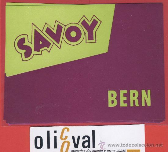 Etiquetas antiguas: ETIQUETA HOTEL-suiza - hotel  savoy-. hueco -bern  -ilustracion - 110 x  85 mm
