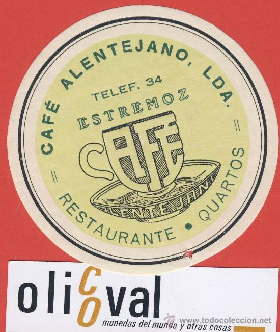 Etiquetas antiguas: ETIQUETA  HOTEL  -Portugal -caf&eacute; alentejano  -estremoz-Iilustracion -Hueco -81  mm.