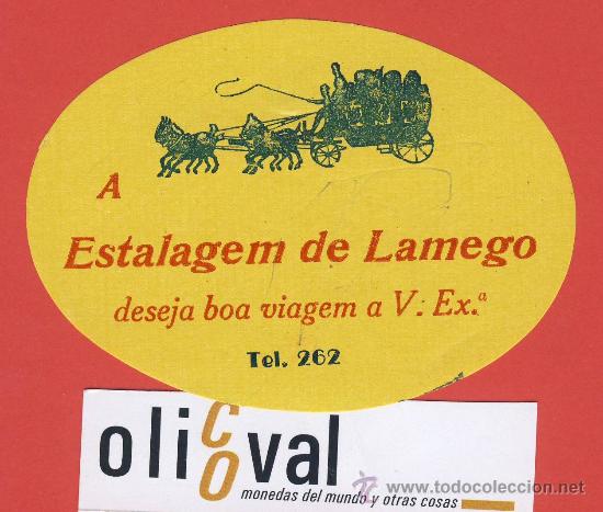 Etiquetas antiguas: ETIQUETA  HOTEL-Portugal -estalagem de lamego lamego-ilustracion-Hueco-ova l95 mm.
