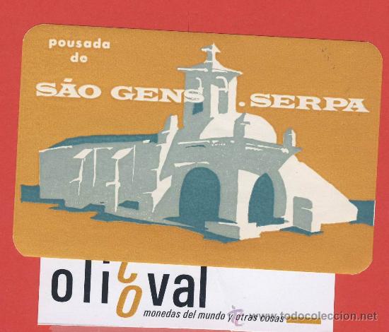 Etiquetas antiguas: ETIQUETA  HOTEL-Portugal -pousada  de sao gens.serpa-ilustracion - hueco 95 x  63 mm.