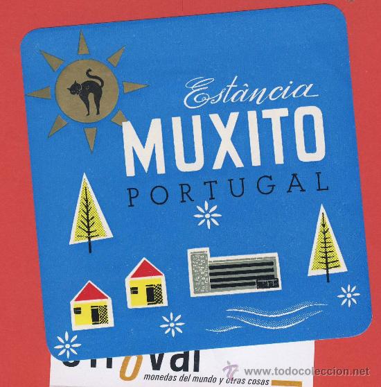 Etiquetas antiguas: ETIQUETA  HOTEL-Portugal -Estancia muxito -ilustracion-- hueco -100 x 100 mm