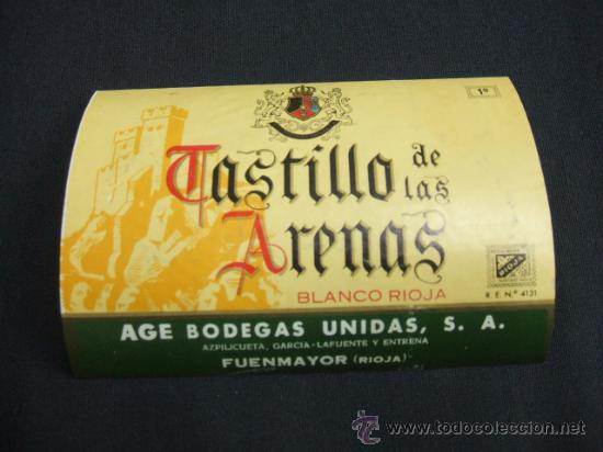 Etichette antiche: ETIQUETA - BLANCO RIOJA - CASTILLO DE LAS ARENAS - FUENMAYOR - RIOJA -