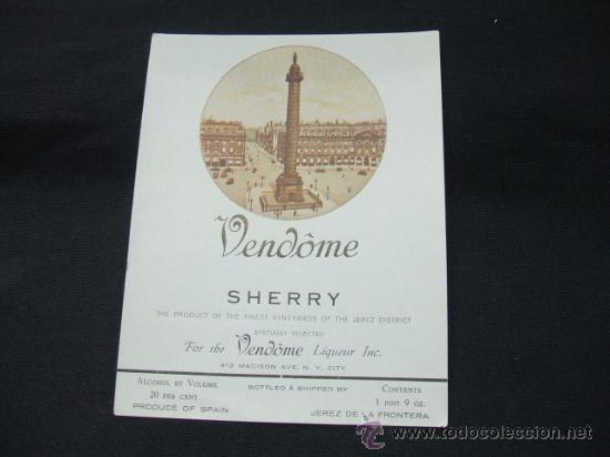 Alte Etiketten: ETIQUETA - VENDOME SHERRY - JEREZ DE LA FRONTERA -