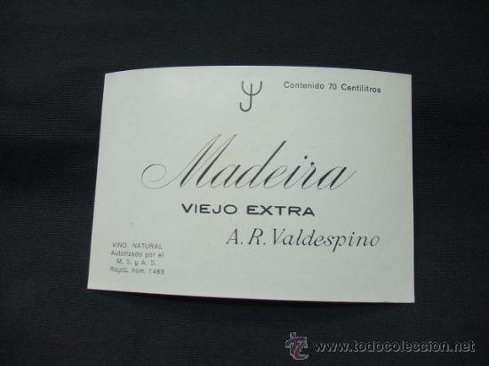 Alte Etiketten: ETIQUETA - VIEJO EXTRA - MADEIRA - A.R. VALDESPINO -