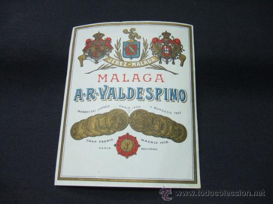 Etichette antiche: ETIQUETA - MALAGA - A.R. VALDESPINO -