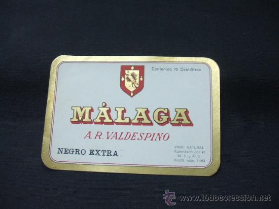 Alte Etiketten: ETIQUETA -  NEGRO EXTRA - MALAGA - A.R. VALDESPINO -