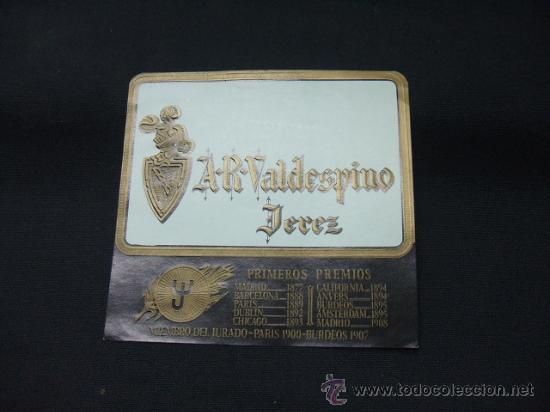 Alte Etiketten: ETIQUETA - A.R. VALDESPINO - JEREZ -