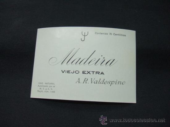 Alte Etiketten: ETIQUETA - VIEJO EXTRA - MADEIRA - A.R. VALDESPINO -