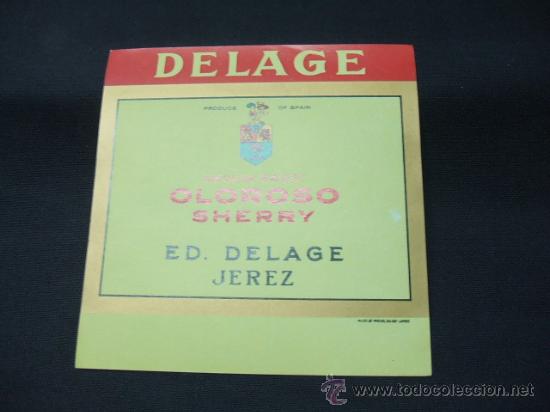 Alte Etiketten: ETIQUETA - MEDIUM SWEET OLOROSO SHERRY  - E.D. DELAGE - JEREZ -